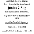 Étkezés befizetés június 2-8-ig